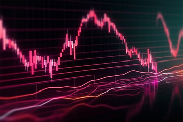 Financial chart, stock markets candlestick data in purple color, AI generated