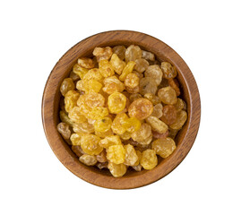 Raisins in wooden bowl on  transparent png