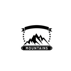 Mountain logo, Mountain expedition and rock climbing vector icons.