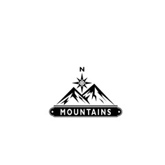 Mountain logo, Mountain expedition and rock climbing vector icons.