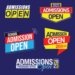 Set of Admissions Open 2023 banner promotional banner for social media post template