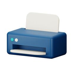 3d icon printer isolated on transparent background