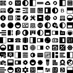 Collection Of 100 Adjust Icons Set Isolated Solid Silhouette Icons Including Control, Adjustment, Adjust, Modern, Vector, Adjustable, Technology Infographic Elements Vector Illustration Logo