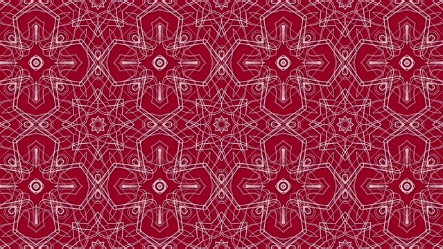 Mosaics style design background over red background. Geometrical background pattern, Arabic style pattern. Repeatable pattern like tiles.