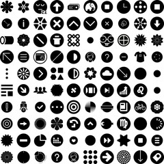 Collection Of 100 Circle Icons Set Isolated Solid Silhouette Icons Including Abstract, Circle, Round, Background, Set, Vector, Design Infographic Elements Vector Illustration Logo