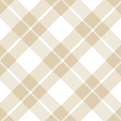 Seamless pattern in beige and white colors for plaid, fabric, textile, clothes, tablecloth and other things.