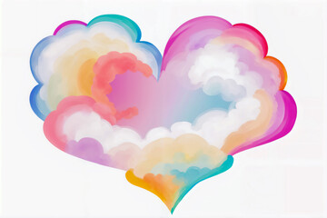 Beautiful art of colorful heart shape with clouds inside for valentine day background. generative ai. - 606692485