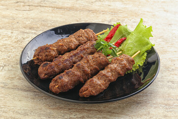 Beef kebab skewer minced meat