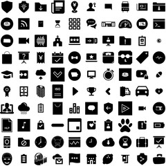 Collection Of 100 Oscillation Icons Set Isolated Solid Silhouette Icons Including Oscillator, Vector, Abstract, Illustration, Science, Physics, Design Infographic Elements Vector Illustration Logo