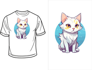 Design illustration Tshirt, cat cute Vector