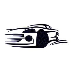 Car Iconic Minimalis Black Colours - An illustration of a sketched car that creates a captivating and unique logo with a distinct style.