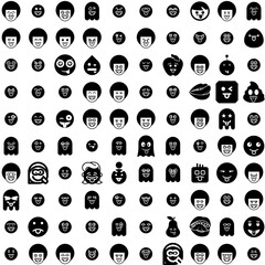 Collection Of 100 Tongue Icons Set Isolated Solid Silhouette Icons Including Health, Open, Closeup, Care, Face, Mouth, Tongue Infographic Elements Vector Illustration Logo