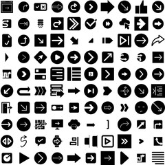Collection Of 100 Right Icons Set Isolated Solid Silhouette Icons Including Symbol, Concept, Sign, Vector, Right, Icon, Equality Infographic Elements Vector Illustration Logo