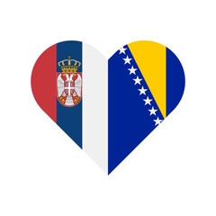 unity concept. heart shape icon of serbia and bosnia flags. vector illustration isolated on white background