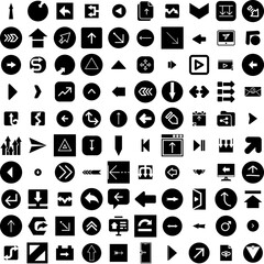 Collection Of 100 Arrow Icons Set Isolated Solid Silhouette Icons Including Set, Collection, Vector, Symbol, Arrow, Sign, Design Infographic Elements Vector Illustration Logo