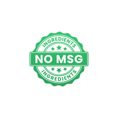 No MSG Label or No MSG Stamp Vector Isolated in Flat Style. Best No MSG Label for product packaging design element. No MSG stamp vector for packaging design element.