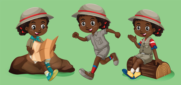 girl with happy face doing different things