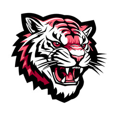 Team logo vector of a tiger ready to do battle. Red, white and black color.