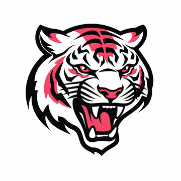 Team logo vector of a tiger ready to do battle. Red, white and black color.