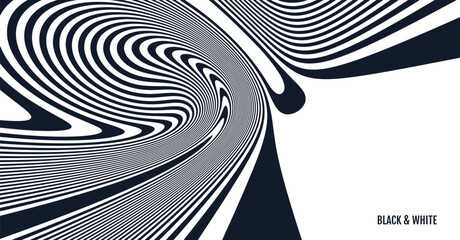 Psychedelic pattern with melting and distorting lines. The geometric background by stripes. 3d vector illustration for brochure, annual report, magazine, poster, presentation, flyer or banner.