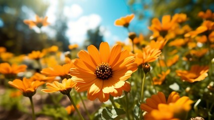 Close-up of yellow flowers, wallpaper - Generative AI