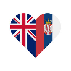 unity concept. heart shape icon of united kingdom and serbia flags. vector illustration isolated on white background