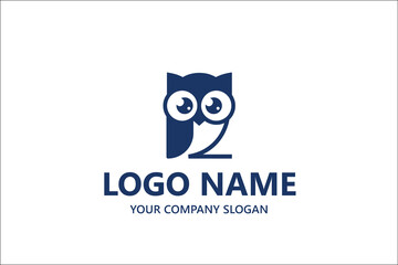 Unique owl logo with minimalist shapes 