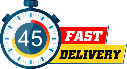 fast delivery consegna rapida 45 minuti ore giorni - obrazy, fototapety, plakaty