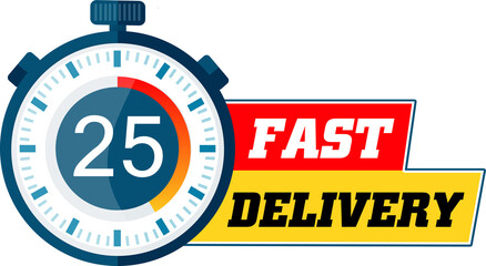 fast delivery consegna rapida 25 minuti ore giorni - obrazy, fototapety, plakaty