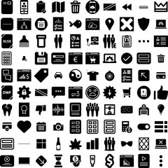Collection Of 100 Ignore Icons Set Isolated Solid Silhouette Icons Including Ignore, Concept, Woman, Man, Person, Female, Problem Infographic Elements Vector Illustration Logo