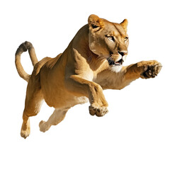 Obraz premium brown lioness isolated on white