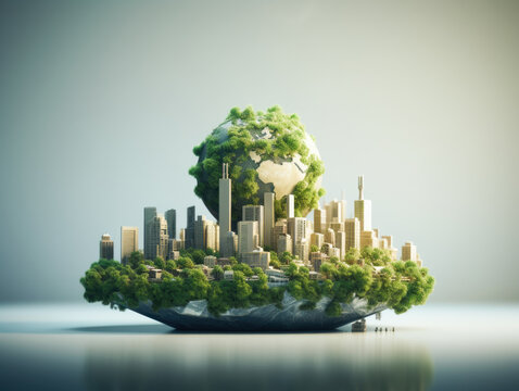 Zero waste,net zero concept. Carbon neutral. Climate neutral long term strategy. Sustainable business development. Reuse Reduce Recycle symbol. Generative AI