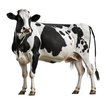 white and black cow isolated on white