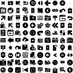 Collection Of 100 Return Icons Set Isolated Solid Silhouette Icons Including Vector, Shipping, Icon, Return, Business, Order, Delivery Infographic Elements Vector Illustration Logo