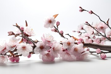 A branch of cherry blossoms with pink flowers Generative Ai