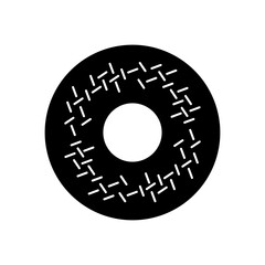 Donuts black fill icon. Flat vector illustration top view in trendy style. National Doughnut Day icon. Editable graphic resources for many purposes.