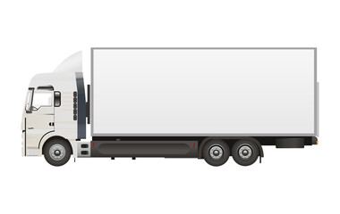 white flatbed truck isolated, side view