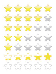 set of yellow glowing stars, website feedback ui element design