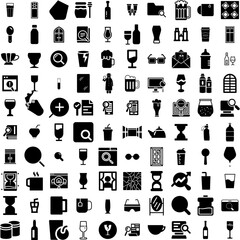 Collection Of 100 Glass Icons Set Isolated Solid Silhouette Icons Including Vector, Transparent, Illustration, Glass, Object, Sign, Icon Infographic Elements Vector Illustration Logo