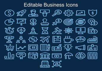 Fototapeta na wymiar Set vector line icons in flat design business, finance and accounting with elements for mobile concepts and web apps. Collection modern infographic logo and pictogram.