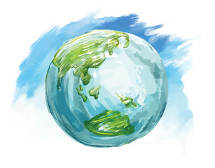 Hand Earth Drawing World day Earth Day Green Globe Ecological Conservation Vector Illustration