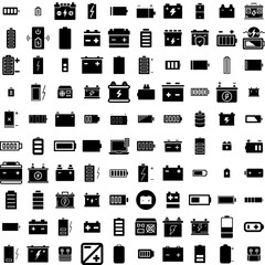 Collection Of 100 Accumulator Icons Set Isolated Solid Silhouette Icons Including Business, Cash, Financial, Vector, Investment, Money, Finance Infographic Elements Vector Illustration Logo
