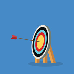 Bullseye. Success. Arrow Hitting Center Of Target	