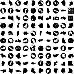 Collection Of 100 Countries Icons Set Isolated Solid Silhouette Icons Including Symbol, World, Europe, Country, Travel, Vector, Illustration Infographic Elements Vector Illustration Logo