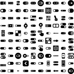 Collection Of 100 Toggle Icons Set Isolated Solid Silhouette Icons Including Toggle, Switch, Illustration, Slider, Vector, Design, Control Infographic Elements Vector Illustration Logo