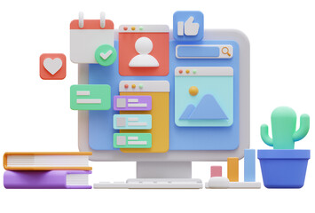 Fototapeta premium 3d render of social media platform