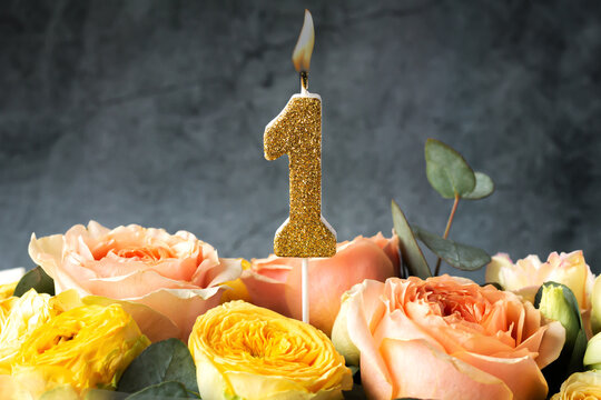 Gold glitter number 1 celebration candle