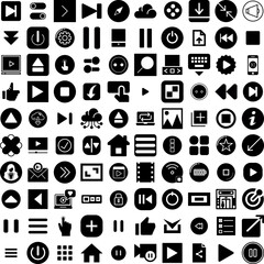 Collection Of 100 Button Icons Set Isolated Solid Silhouette Icons Including Modern, Design, Icon, Vector, Button, Illustration, Web Infographic Elements Vector Illustration Logo