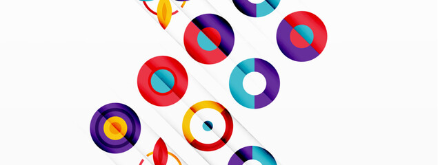 Colorful circles in a grid composition abstract background. Design for wallpaper, banner, background, landing page, wall art, invitation, prints, posters
