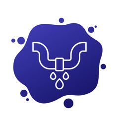 leaking pipe, water leakage line vector icon